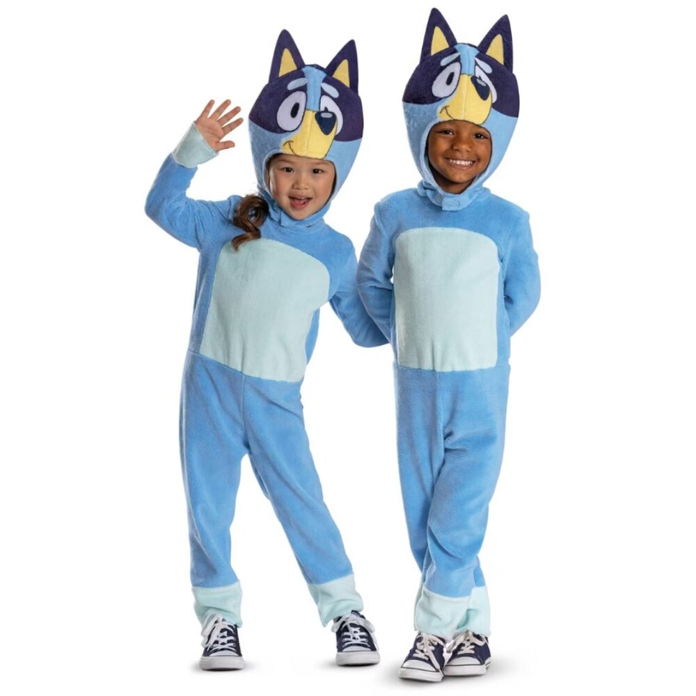 Bluey Halloween Costume 12/18 months Blue Fleece Jumpsuit 2 Pc Toddler Unisex